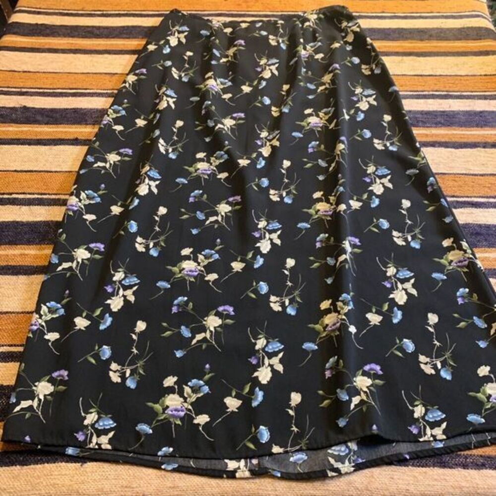 Vintage Skirt Midi Maxi Floral Y2K 90s Dark Romantic Fairy Kathie Lee Sz 14